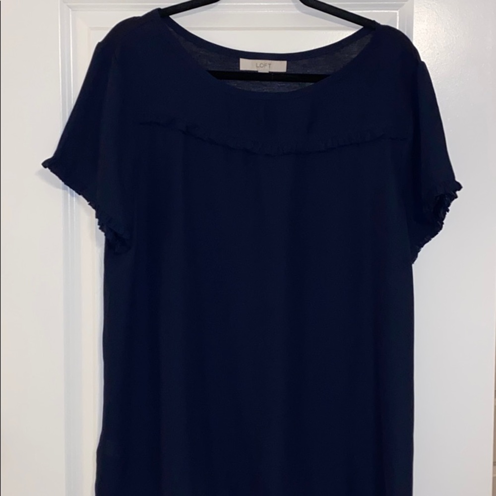 Loft - Mixed-Media Navy Top